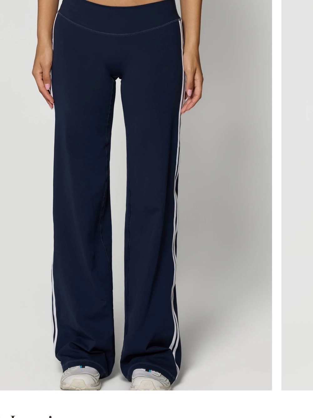Women's Navy Wide-Leg Leggings with White Side Stripes